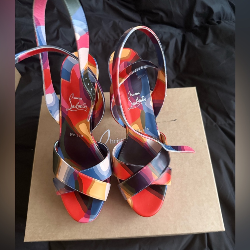 Christian Louboutin Multicolor Strappy High-Heel Sandals